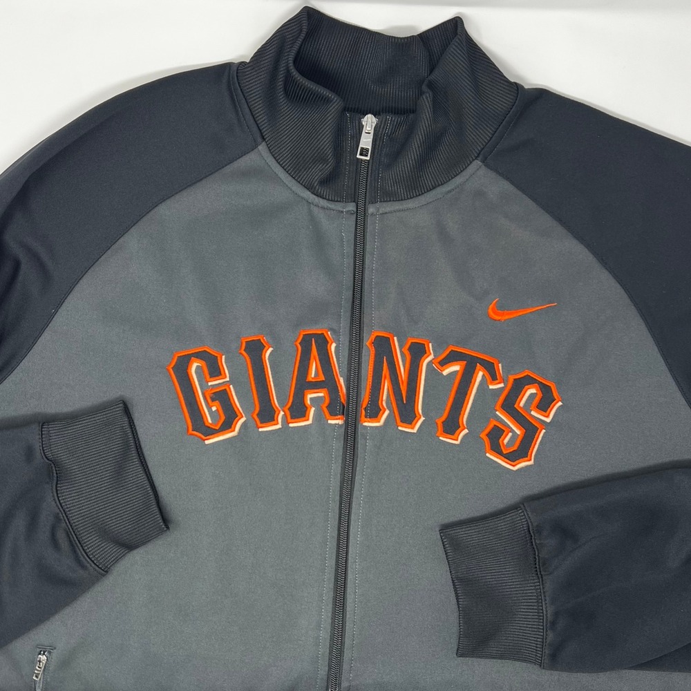 Nike San Francisco Giants MLB Full Zip Track Jacket Gray Black Men's Size XXL